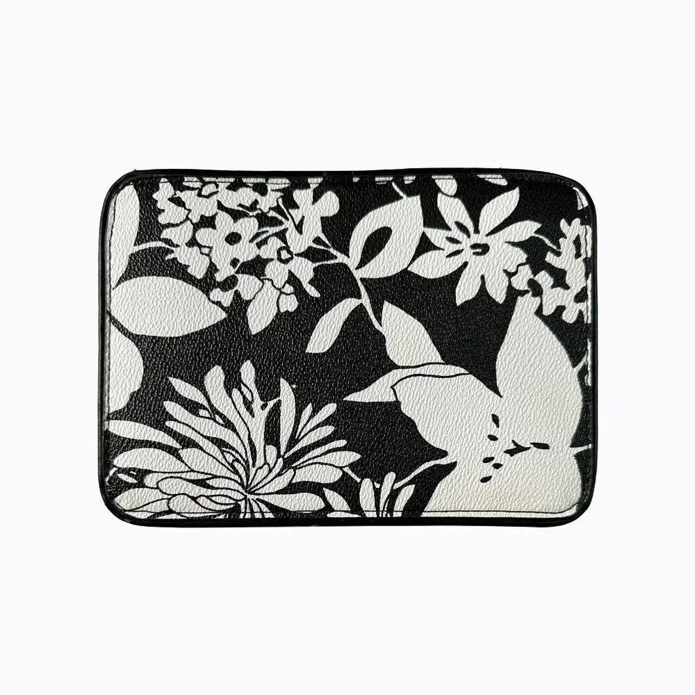 Travel Jewelry Makeup Organizer Case BxW Floral Abstract Contrast Resort Durable